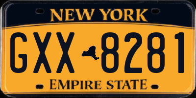 NY license plate GXX8281