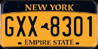 NY license plate GXX8301