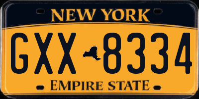 NY license plate GXX8334