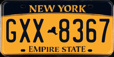 NY license plate GXX8367
