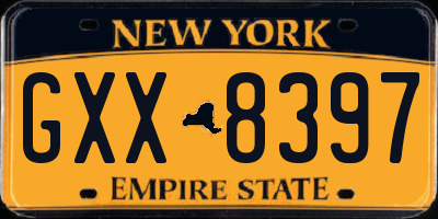 NY license plate GXX8397