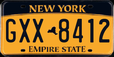 NY license plate GXX8412