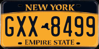 NY license plate GXX8499