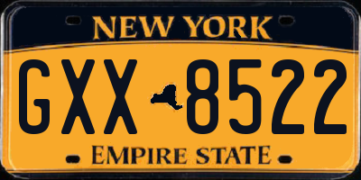 NY license plate GXX8522