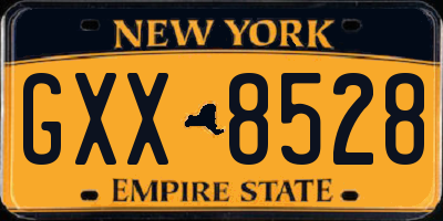 NY license plate GXX8528