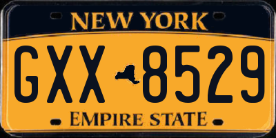 NY license plate GXX8529