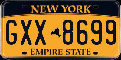 NY license plate GXX8699