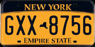 NY license plate GXX8756