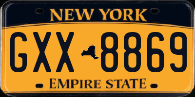 NY license plate GXX8869