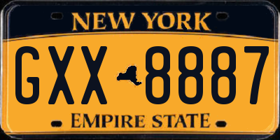 NY license plate GXX8887