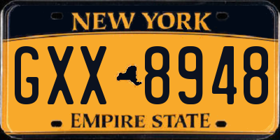 NY license plate GXX8948