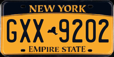 NY license plate GXX9202