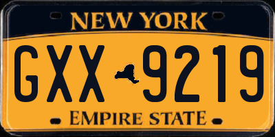 NY license plate GXX9219