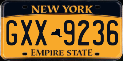 NY license plate GXX9236