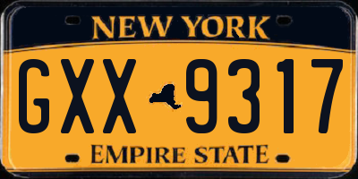 NY license plate GXX9317