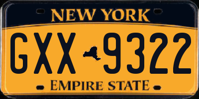 NY license plate GXX9322