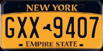 NY license plate GXX9407