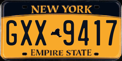 NY license plate GXX9417