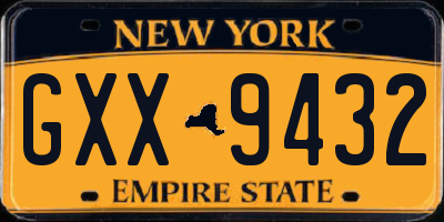 NY license plate GXX9432