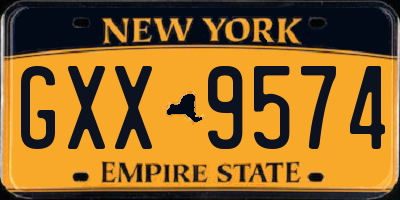 NY license plate GXX9574