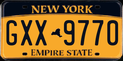 NY license plate GXX9770