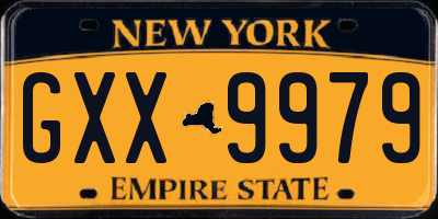 NY license plate GXX9979