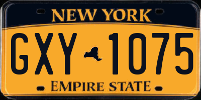 NY license plate GXY1075