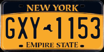 NY license plate GXY1153