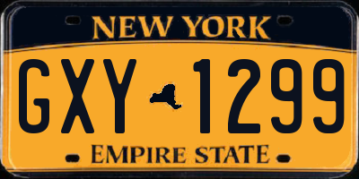 NY license plate GXY1299