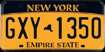 NY license plate GXY1350