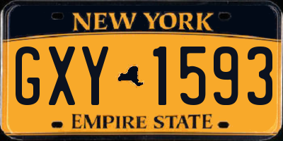 NY license plate GXY1593