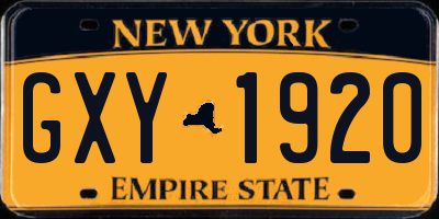NY license plate GXY1920