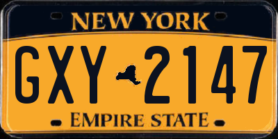 NY license plate GXY2147