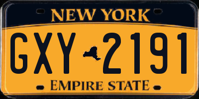 NY license plate GXY2191
