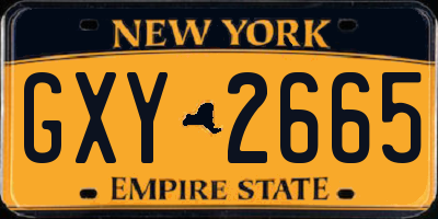 NY license plate GXY2665