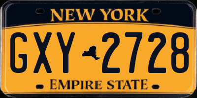 NY license plate GXY2728