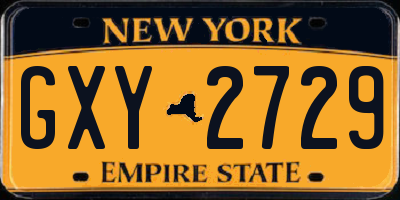 NY license plate GXY2729
