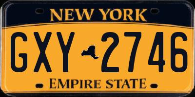 NY license plate GXY2746