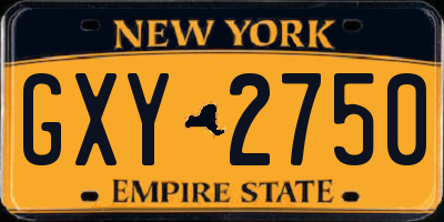 NY license plate GXY2750