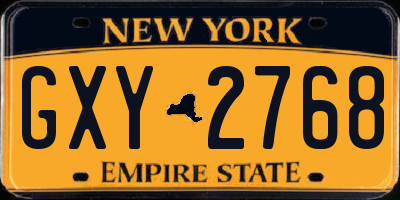 NY license plate GXY2768