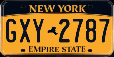 NY license plate GXY2787