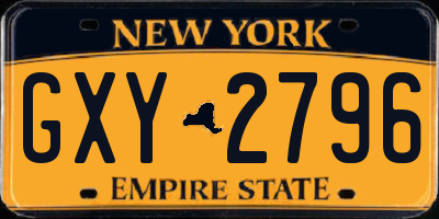 NY license plate GXY2796