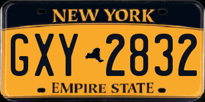 NY license plate GXY2832