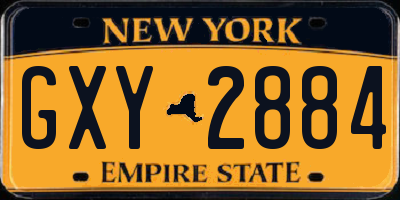 NY license plate GXY2884