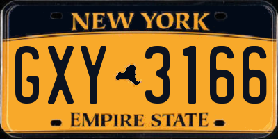 NY license plate GXY3166