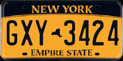 NY license plate GXY3424