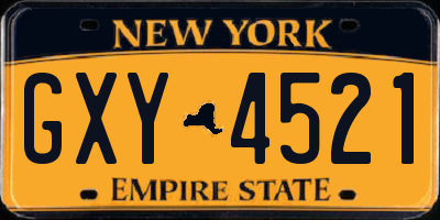 NY license plate GXY4521
