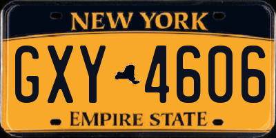 NY license plate GXY4606