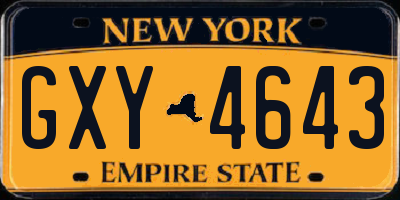 NY license plate GXY4643