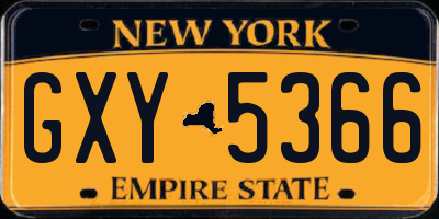 NY license plate GXY5366